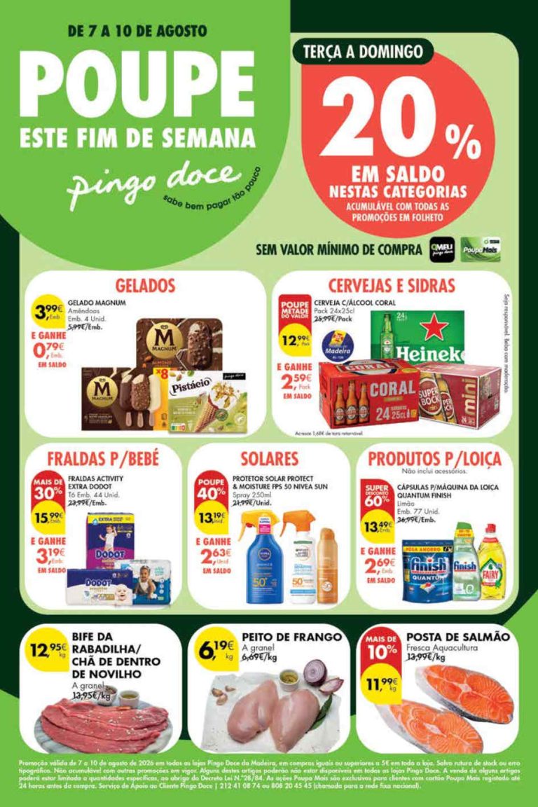 Folheto Pingo Doce Madeira Fim de Semana – Antevisão Promoções 7 a 10 agosto