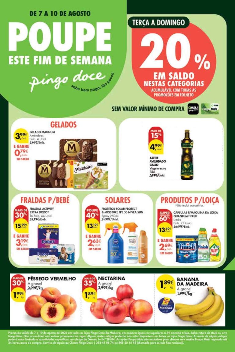 Folheto Pingo Doce Madeira Fim de Semana – Antevisão Promoções 7 a 10 agosto