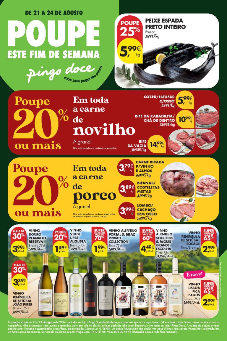 Folheto Pingo Doce Madeira Fim de Semana – Antevisão Promoções 21 a 24 de agosto