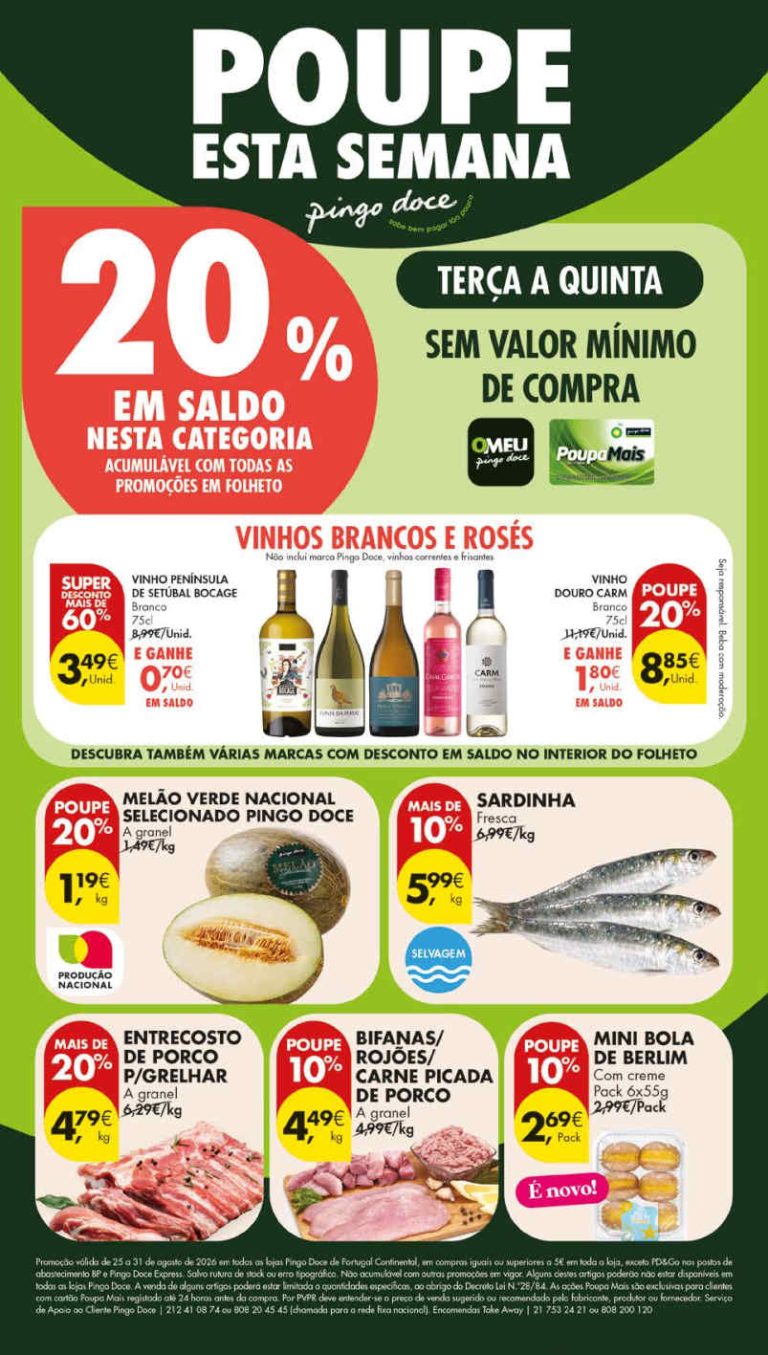 Folheto Pingo Doce – Antevisão Promoções 25 a 31 de agosto