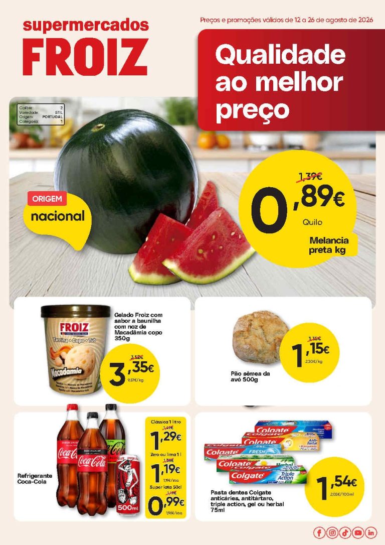 Folheto Supermercados Froiz – Antevisão Promoções 12 a 26 de agosto