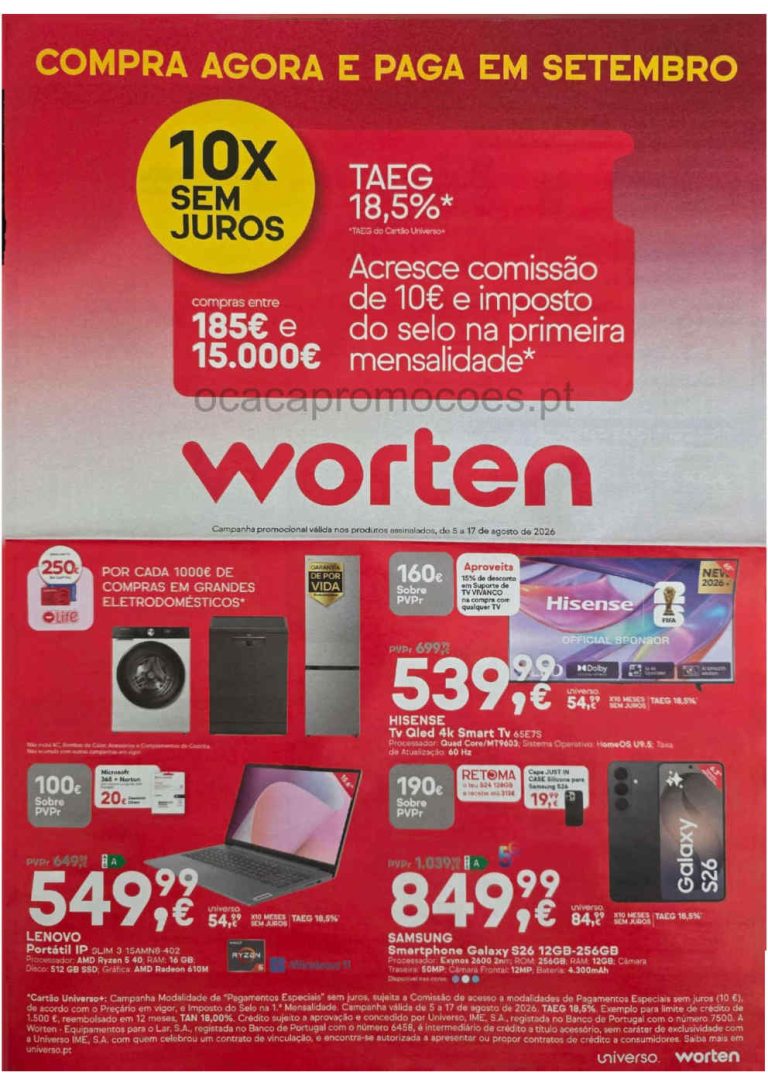 Folheto Worten – Antevisão Promoções 5 a 17 de agosto
