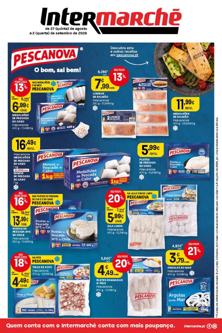 Folheto Intermarché Pescanova – Antevisão Promoções 27 agosto a 2 setembro