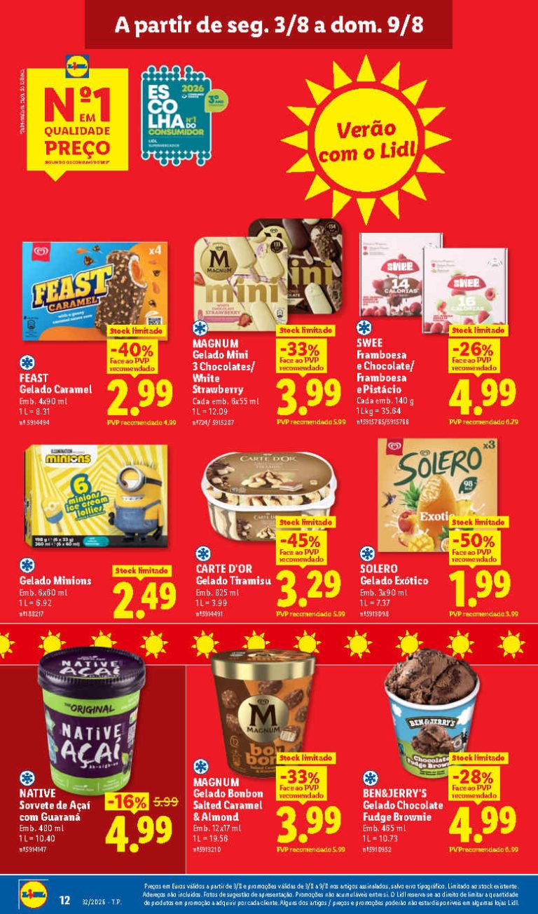 Folheto Lidl Gelados – Antevisão Promoções 3 a 9 de agosto