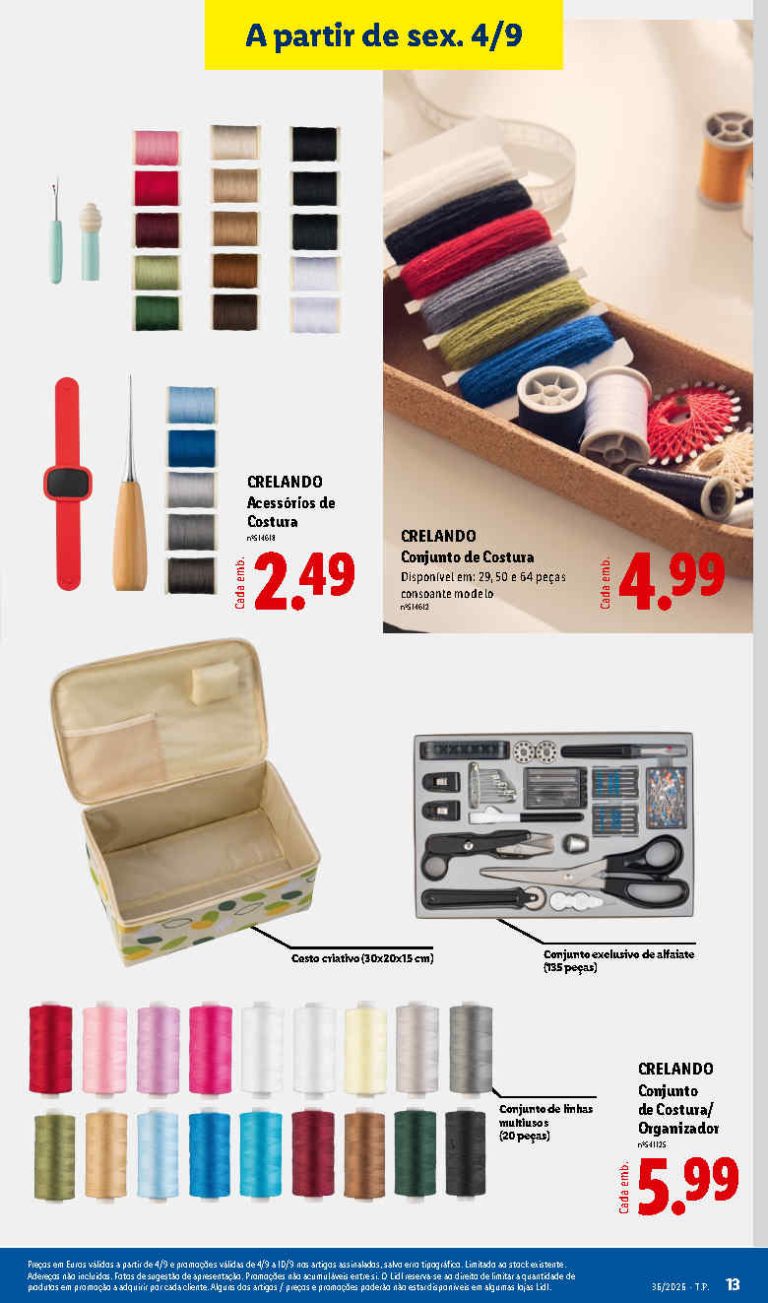 Folheto Lidl Costura – Antevisão Bazar Promoções de 4 a 10 setembro