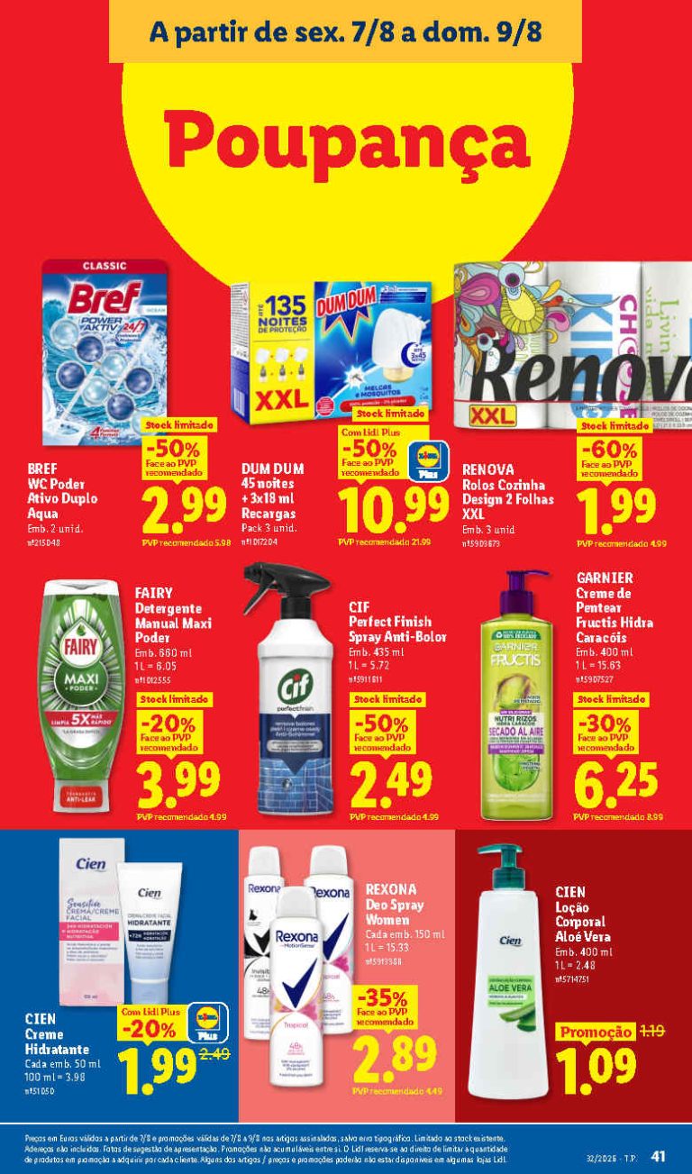 Folheto Lidl Limpeza e Beleza – Antevisão Promoções 7 a 9 de agosto
