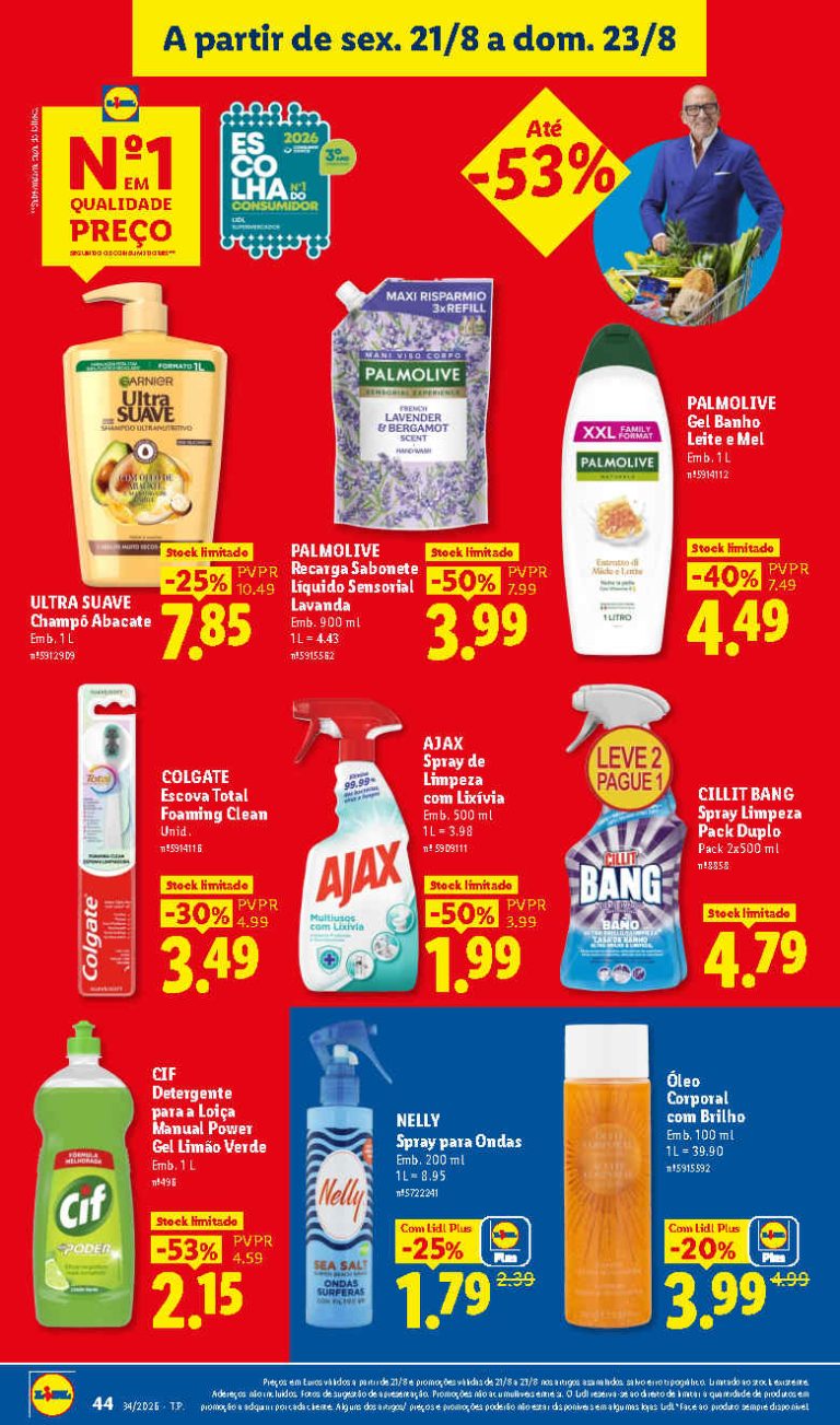 Folheto Lidl Limpeza e Beleza – Antevisão Promoções 21 a 23 de agosto