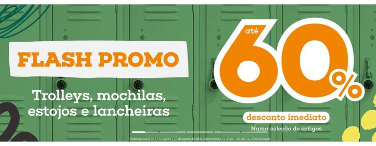 Antevisão Note Regresso às aulas – 40% a 60% Mochilas em Estojos em lancheiras e Trolleys