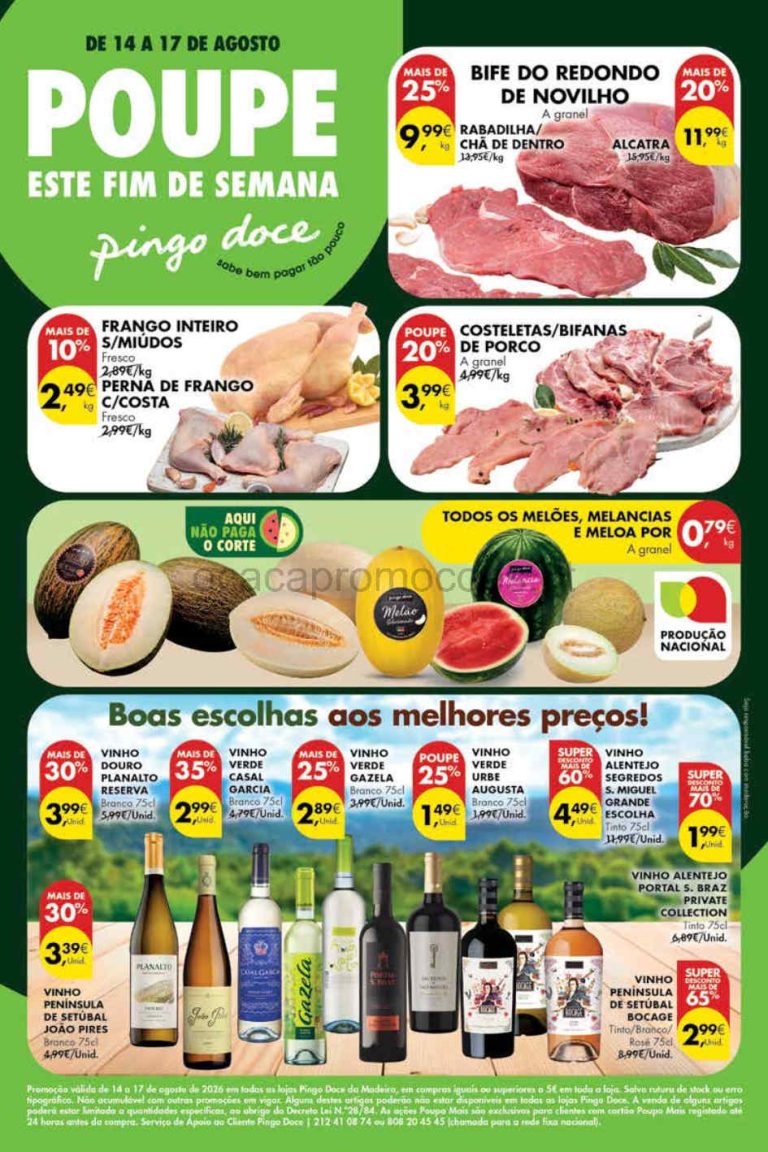 Folheto Pingo Doce Madeira Fim de Semana – Antevisão Promoções de 14 a 17 agosto