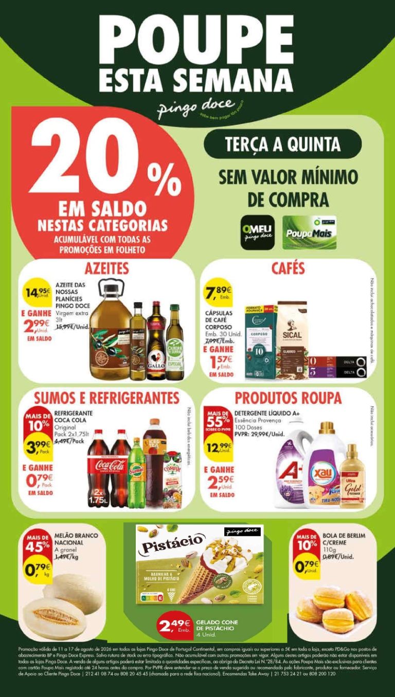 Antevisão Folheto Pingo Doce – Esta Semana Promoções de 11 a 17 agosto