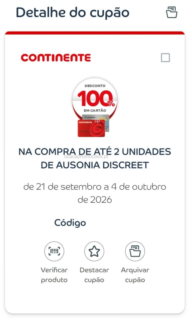 100% desconto Continente – Promoção até 4 de outubro