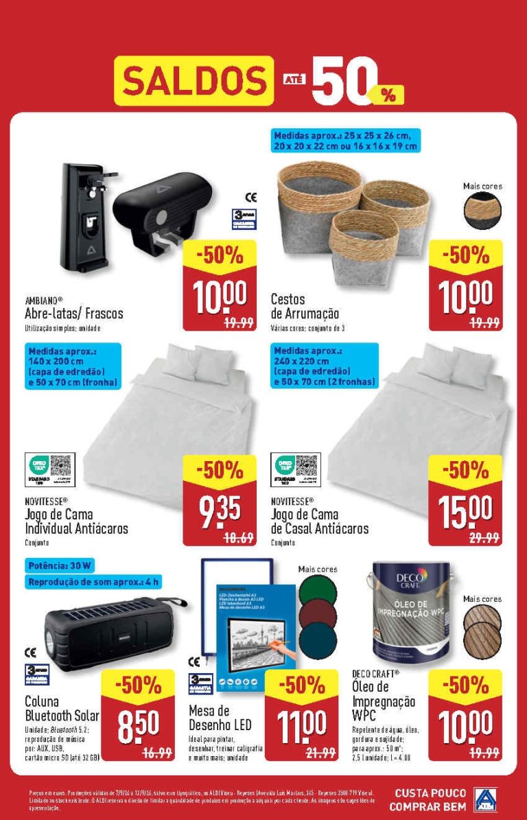 Folheto Aldi Aberturas – Antevisão Promoções Bazar de 9 a 13 setembro