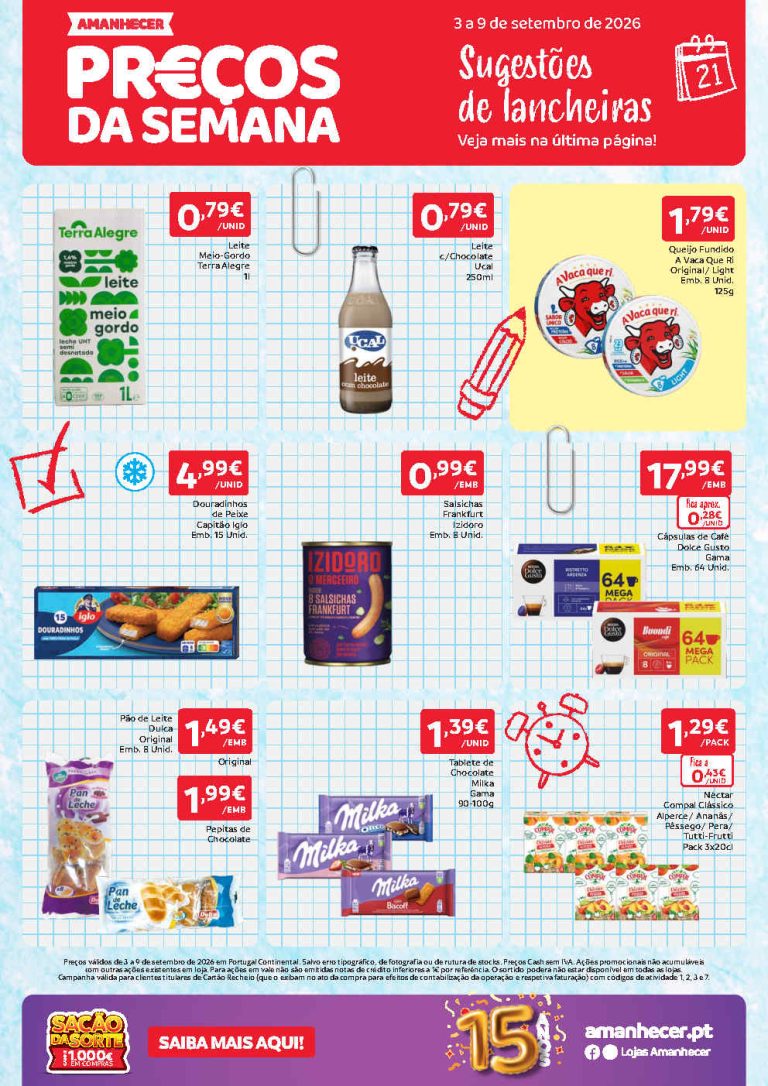 Folheto Amanhecer Lojas Pequenas – Antevisão Promoções 4 a 9 de setembro