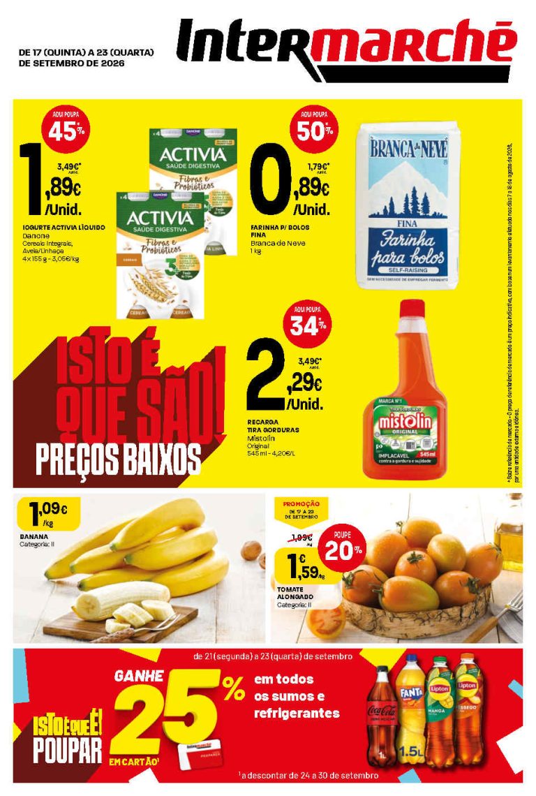 Folheto Intermarché Lojas Pequenas – Antevisão Promoções 17 a 23 de setembro