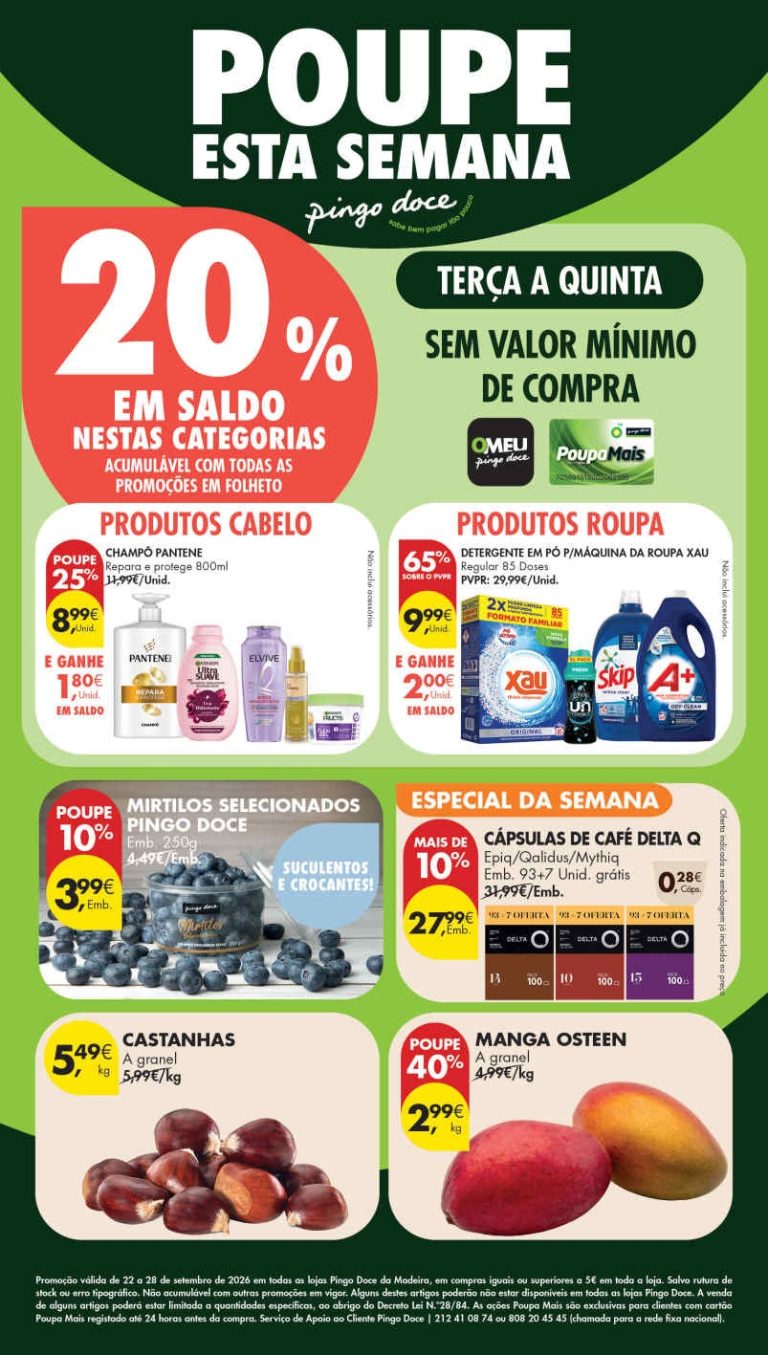 Folheto Pingo Doce Madeira – Antevisão Promoções 22 a 28 de setembro