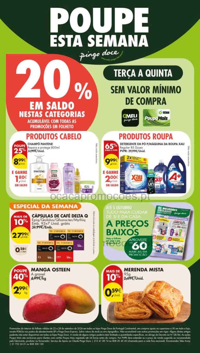 Antevisão Folheto Pingo Doce – Esta Semana Promoções de 22 a 28 setembro