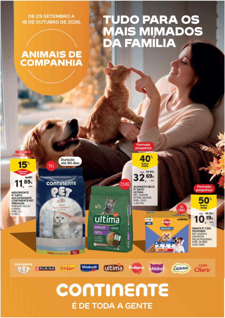 Folheto Continente Pets – Antevisão Promoções 29 setembro a 18 outubro