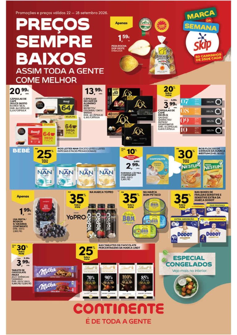 Folheto Continente Modelo – Antevisão Promoções de 22 a 28 setembro