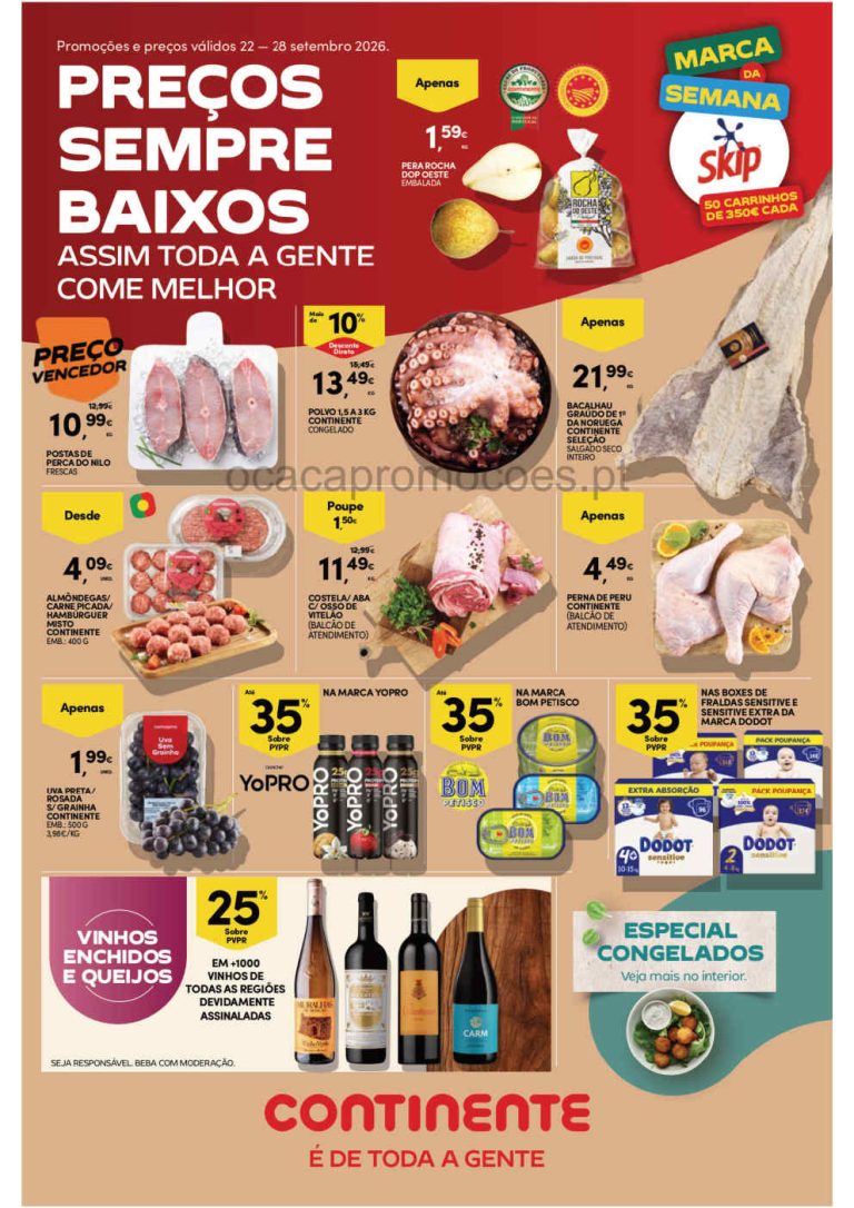 Folheto Continente – Antevisão Promoções 22 a 28 de setembro