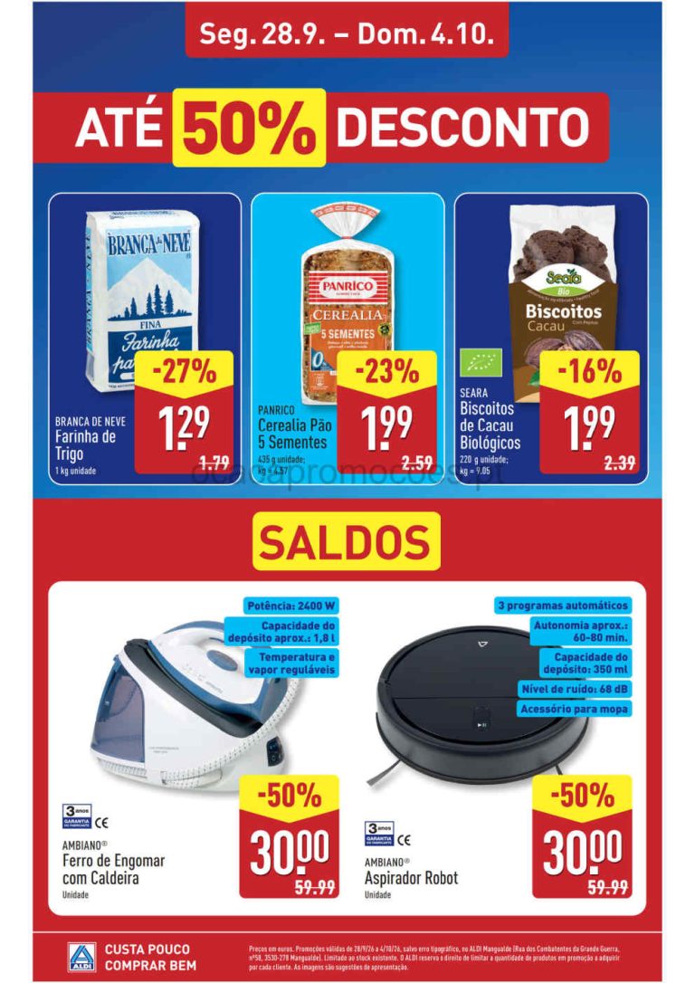 Folheto Aldi Aberturas – Antevisão Promoções de 28 setembro a 4 outubro