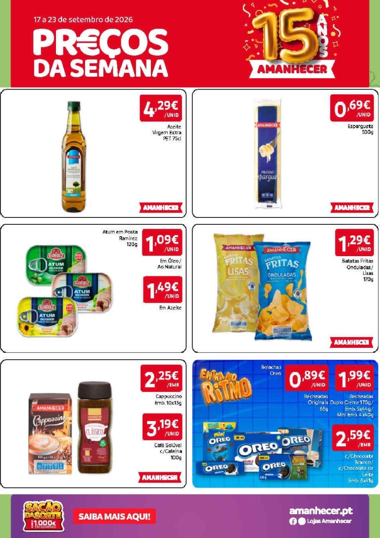 Folheto Amanhecer Lojas Pequenas – Antevisão Promoções 17 a 23 de setembro