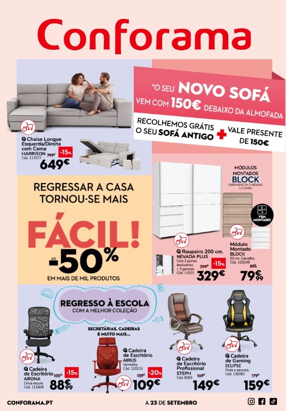 Folheto Conforama – Antevisão Promoções 3 a 23 de setembro