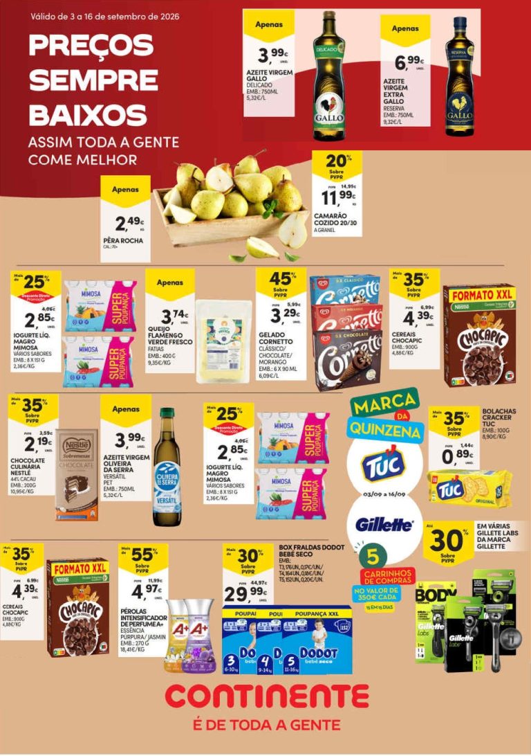 Folheto Continente Açores – Antevisão Promoções 3 a 16 de setembro