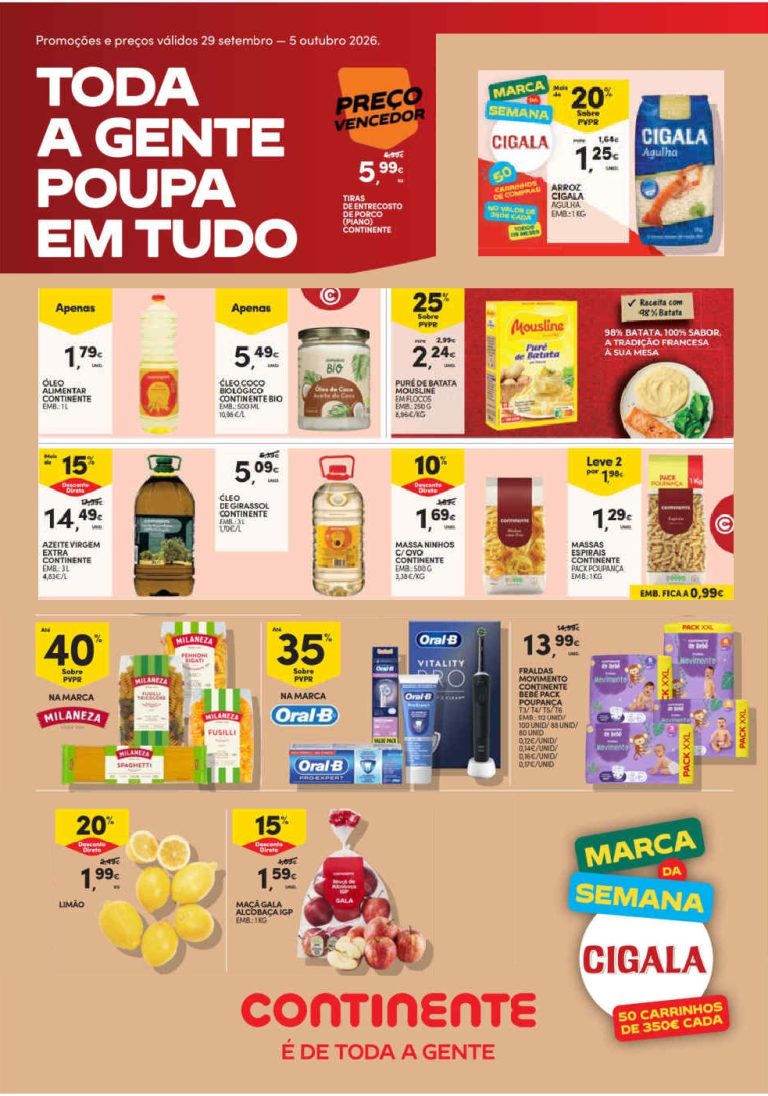 Folheto Continente Modelo – Antevisão Promoções de 29 setembro a 5 outubro