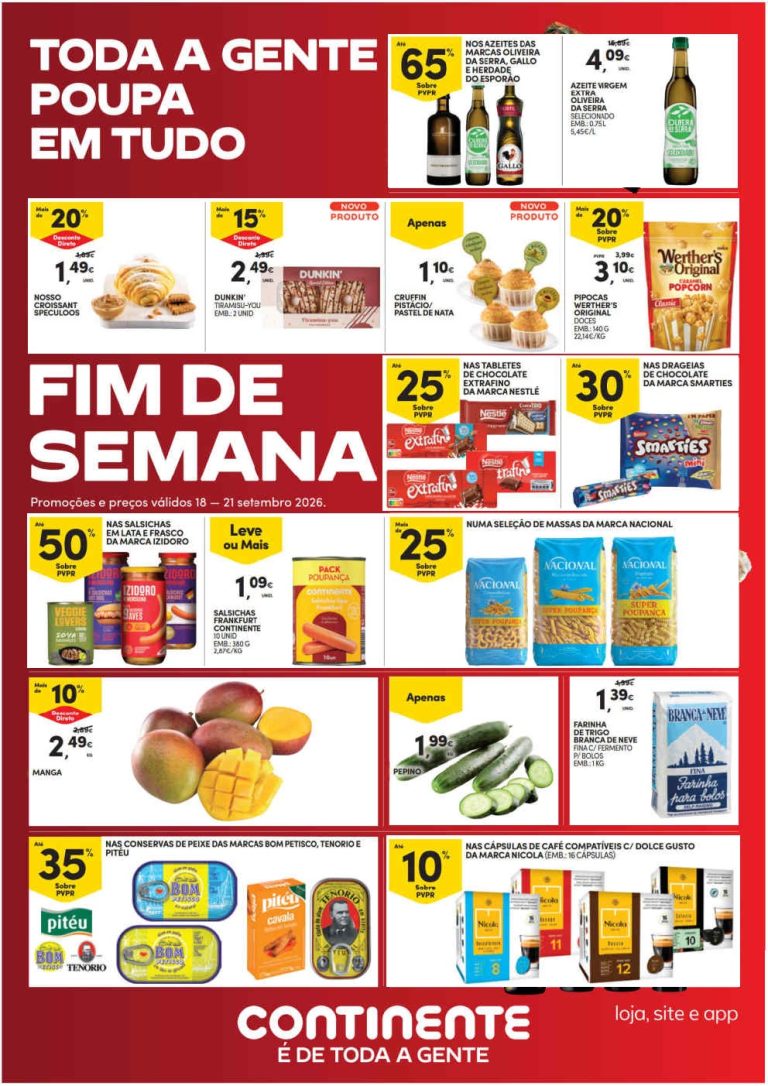 Folheto Continente Fim de Semana – Antevisão Promoções 18 a 21 de setembro