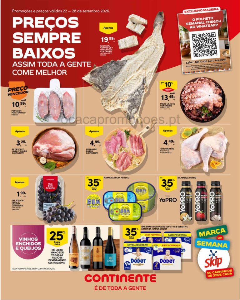 Folheto Continente Madeira – Antevisão Promoções 22 a 28 de setembro