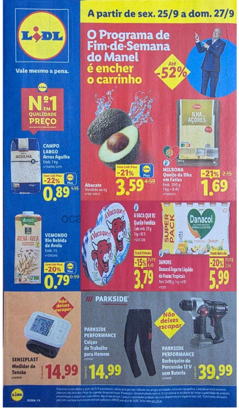 Folheto Lidl – Antevisão Promoções 25 a 27 de setembro