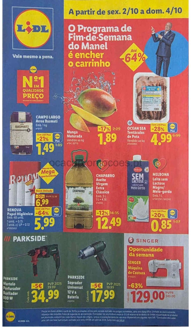 Folheto Lidl – Antevisão Promoções de 2 a 4 outubro