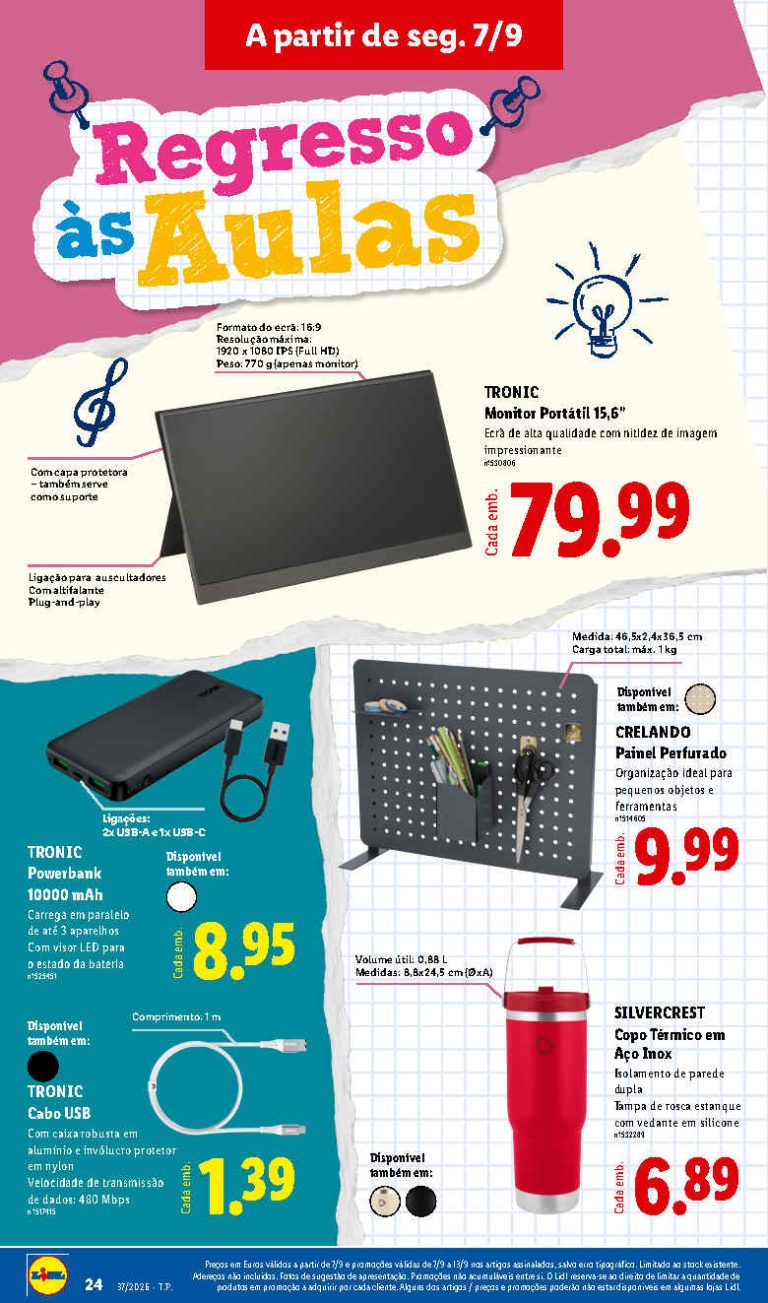 Folheto Lidl Bazar Regresso às Aulas – Antevisão Promoções 7 a 13 de setembro