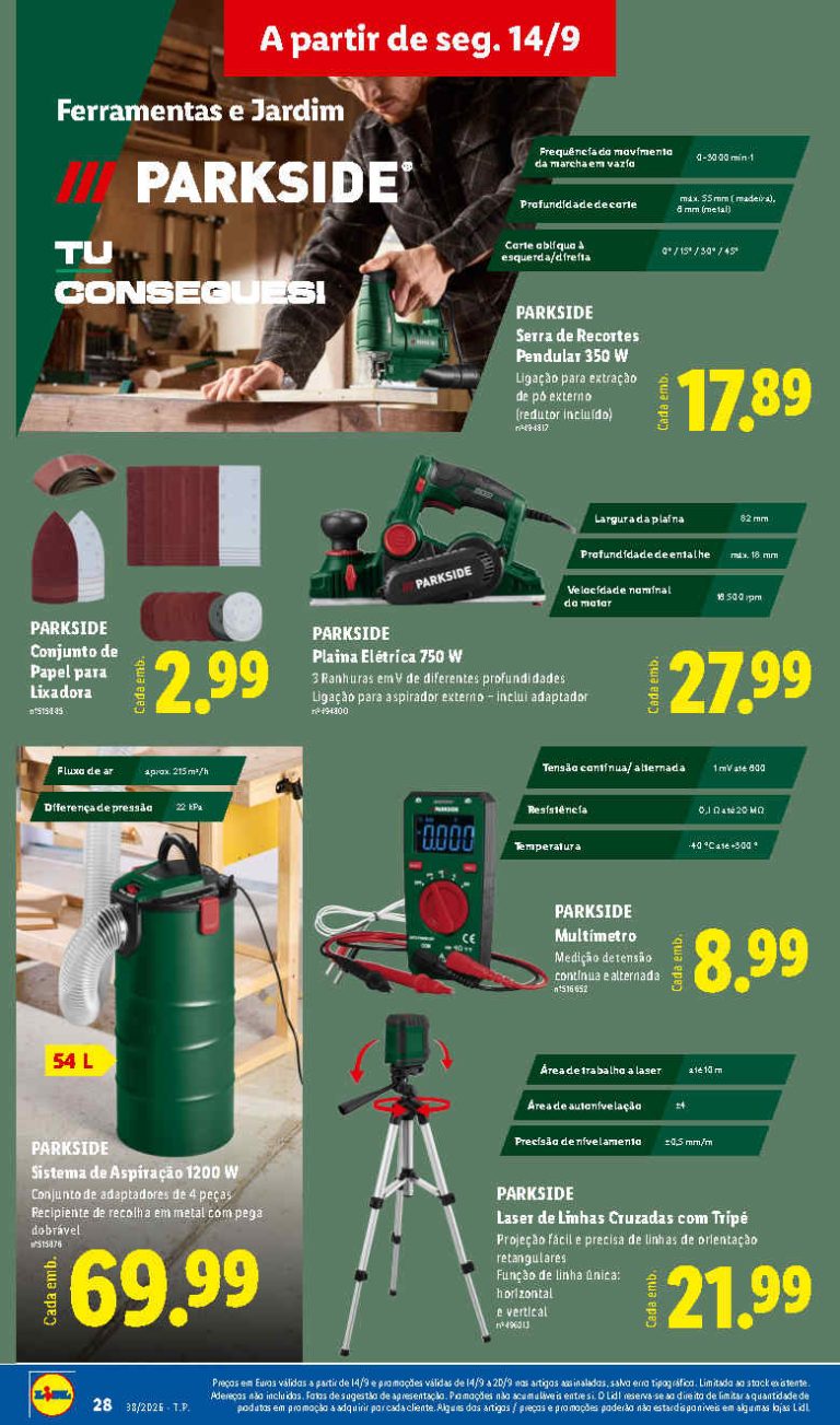 Folheto Lidl Parkside – Antevisão Bazar Promoções 14 a 20 de setembro
