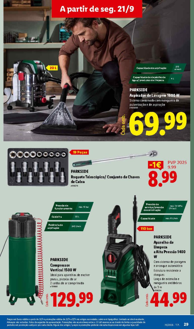 Folheto Lidl Parkside – Antevisão Bazar Promoções 21 setembro a 1 outubro