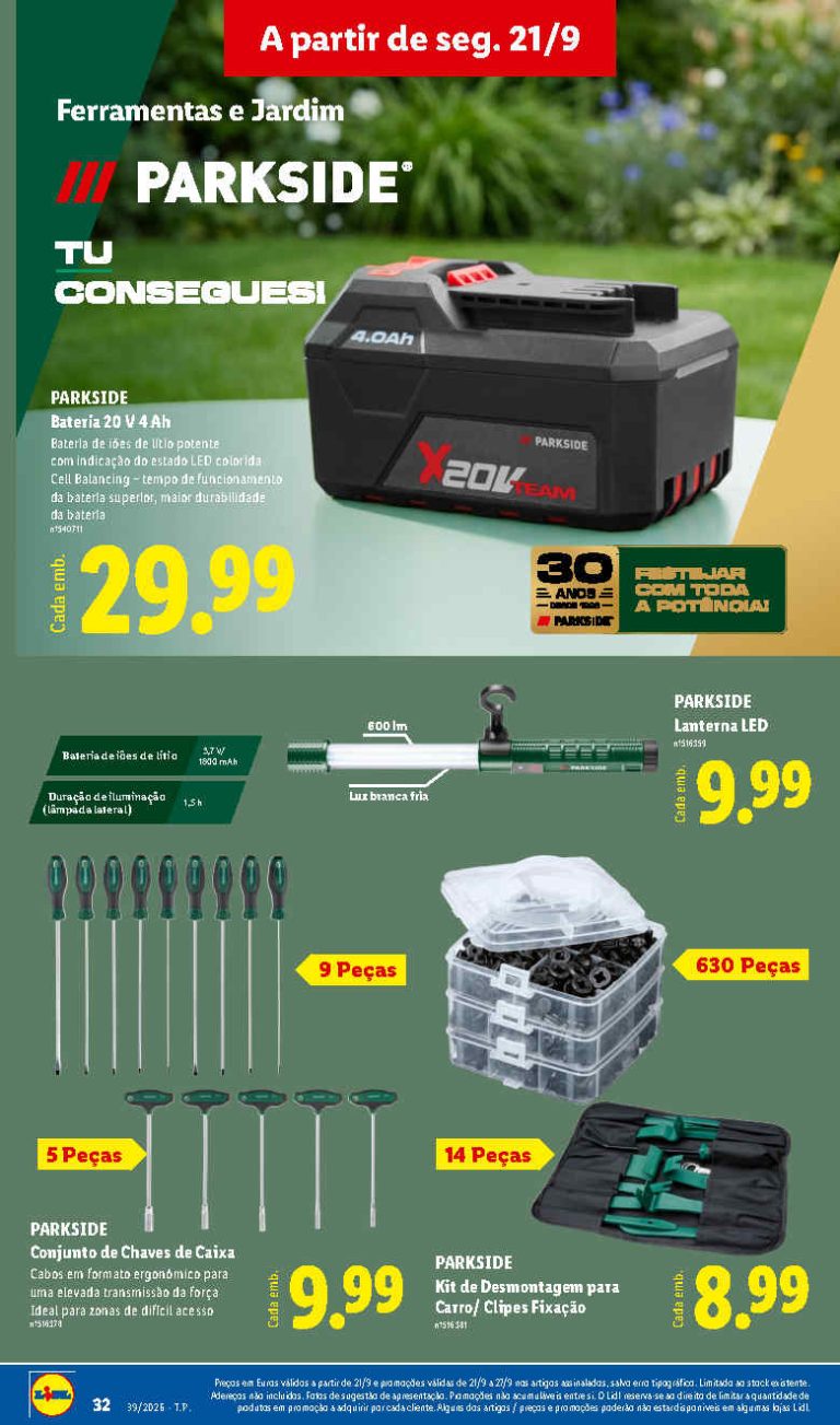 Folheto Lidl Especial Parkside – Antevisão Bazar Promoções de 21 setembro a 1 outubro
