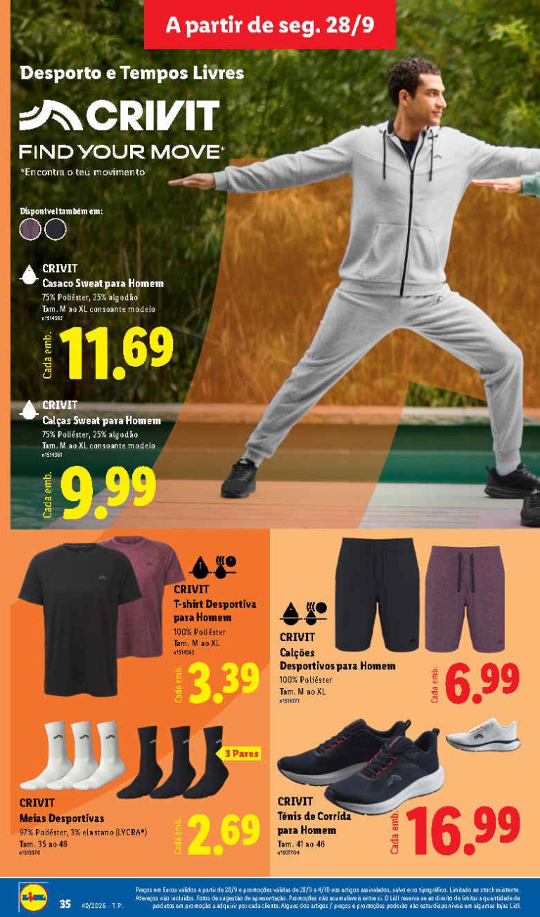 Folheto Lidl Crivit – Antevisão Bazar Promoções de 28 setembro a 4 outubro