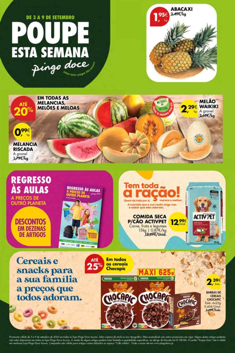 Folheto Pingo Doce Açores – Antevisão Promoções 3 a 9 de setembro