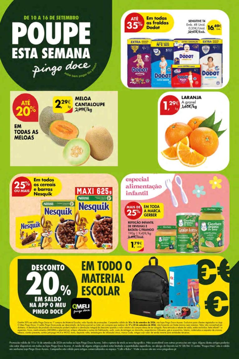 Folheto Pingo Doce Açores – Antevisão Promoções 10 a 16 de setembro