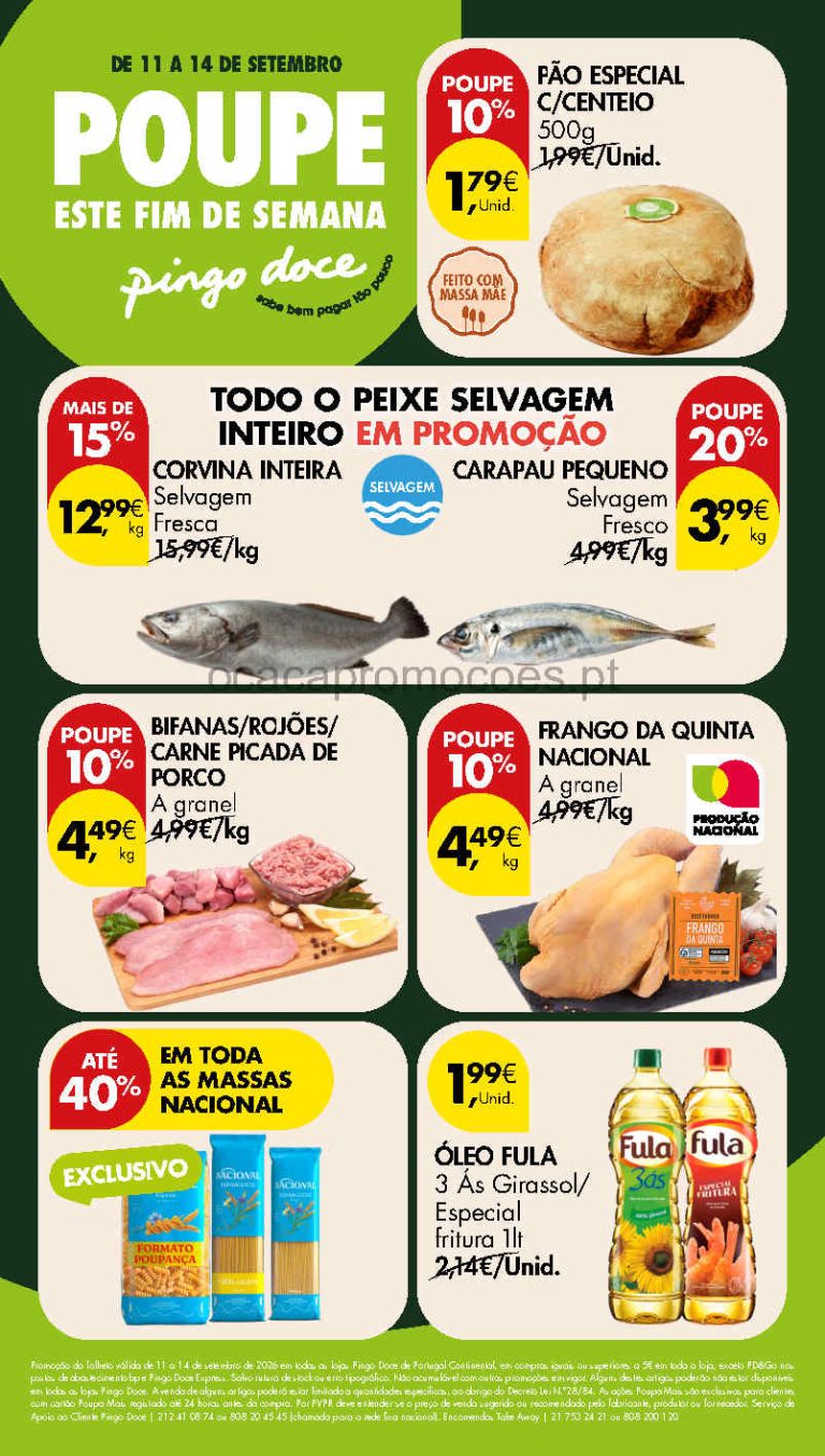 Folheto Pingo Doce Fim de Semana – Antevisão Promoções 11 a 14 de setembro