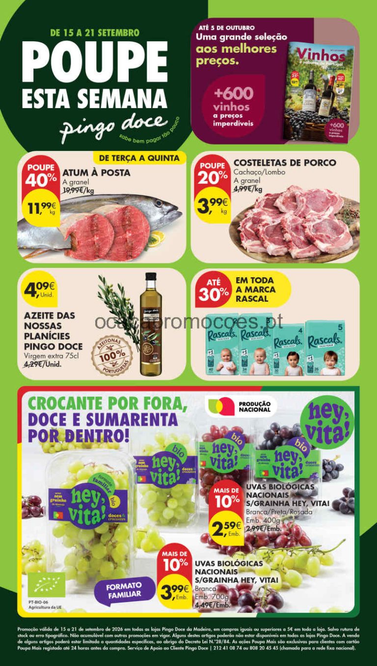 Folheto Pingo Doce Madeira – Antevisão Promoções 15 a 21 de setembro