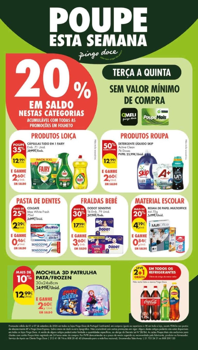 Antevisão Folheto Pingo Doce – Esta Semana Promoções de 1 a 7 setembro