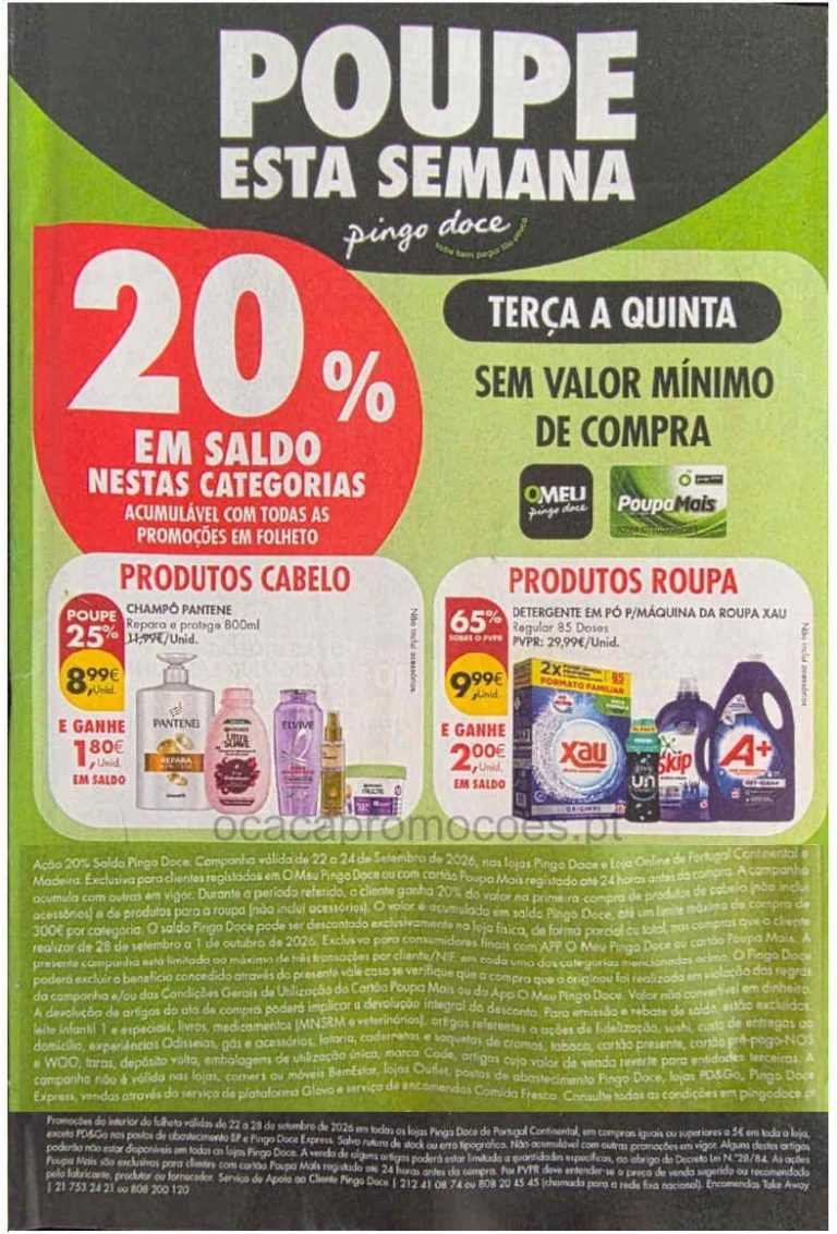 Antevisão Pingo Doce – 20% desconto em Saldo 22 a 24 de setembro