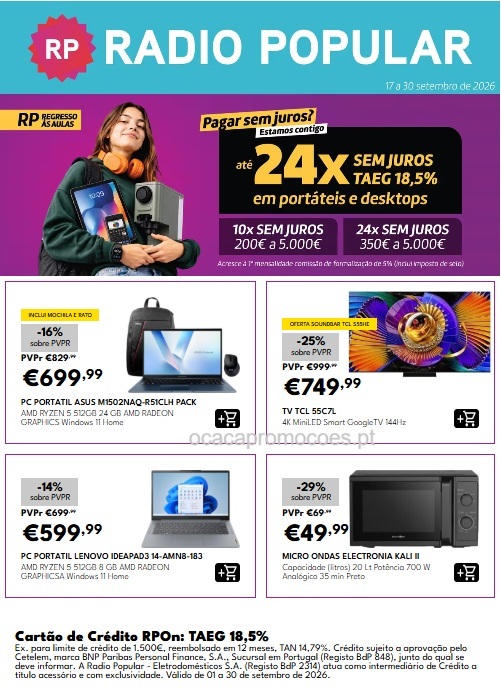 Folheto Rádio Popular – Antevisão Promoções 18 a 30 de setembro