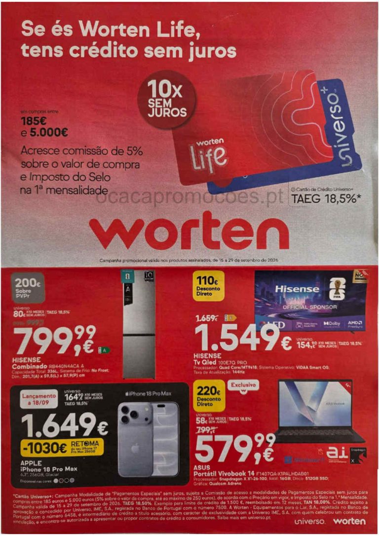 Folheto Worten – Antevisão Promoções 15 a 29 de setembro