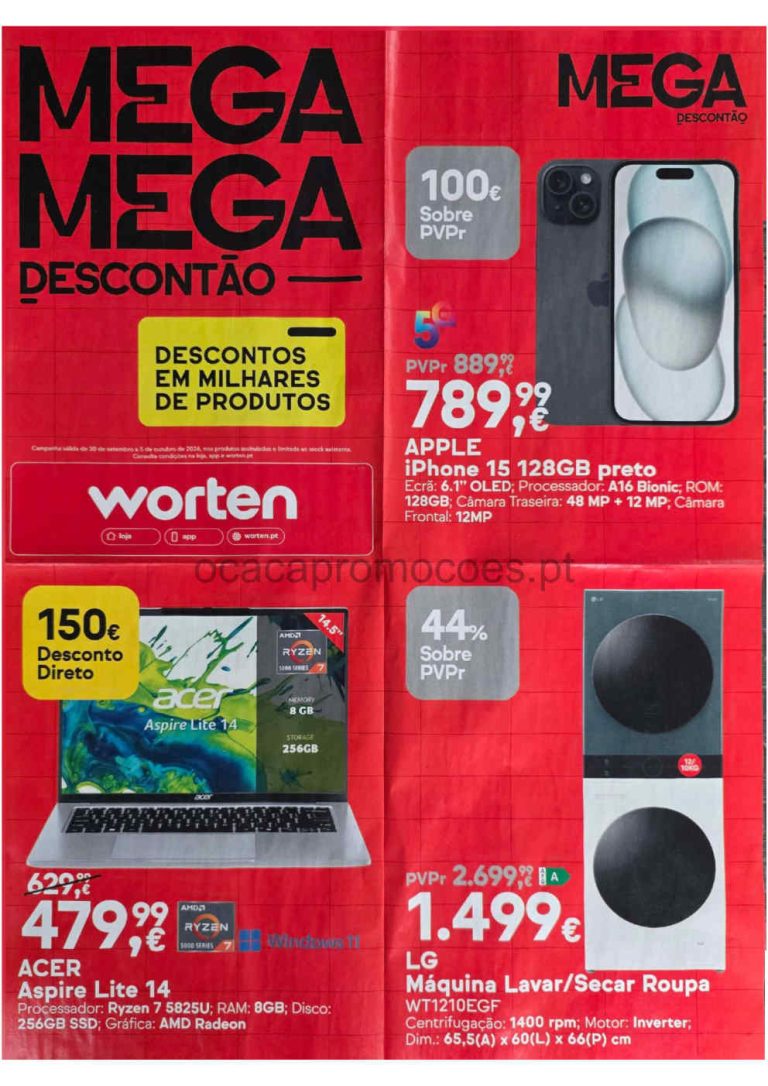 Folheto Worten Mega Descontão – Antevisão Promoções 30 setembro a 5 outubro