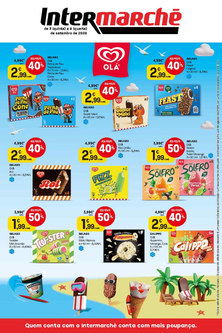 Folheto Intermarché Gelados – Antevisão Promoções 3 a 9 de setembro