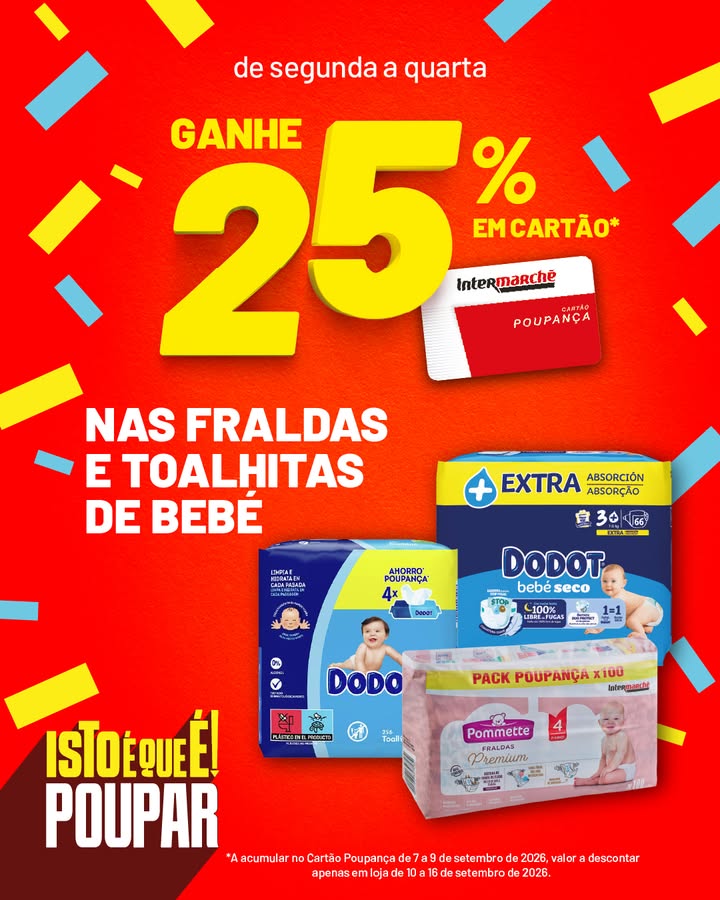 Antevisão Intermarché – Acumulação 25% desconto em cartão de 7 a 9 setembro