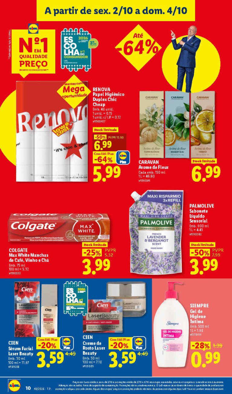 Folheto Lidl Limpeza e Beleza – Antevisão Promoções 2 a 4 de outubro
