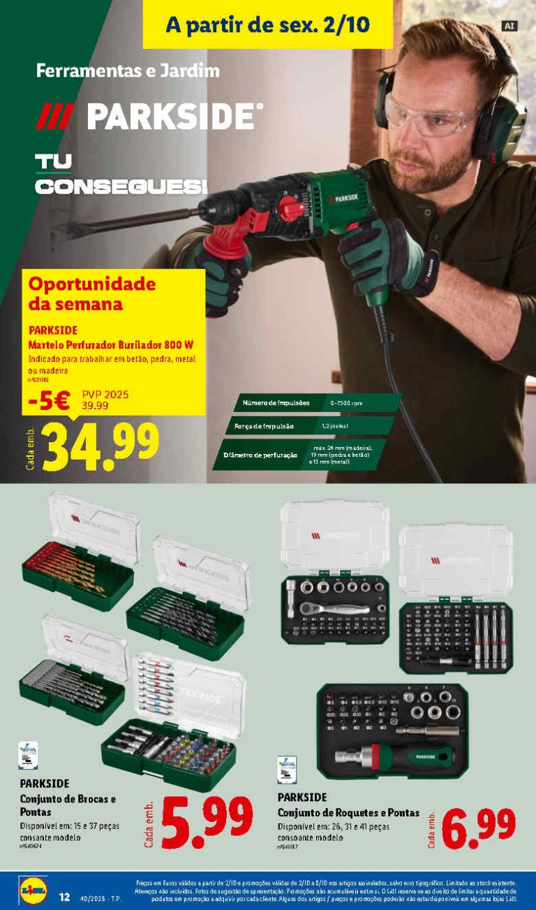 Folheto Lidl Parkside – Antevisão Bazar Promoções 2 a 8 de outubro